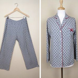 Laura Ashley Grey Heart Notch Collar Pyjama Set